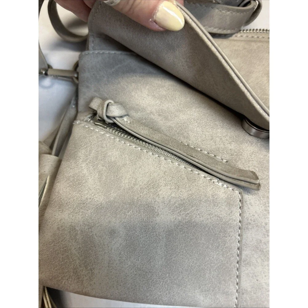 Women’s Gray Suede Crossbody Purse Bag Tassels Western Boho Travel Festival Chic